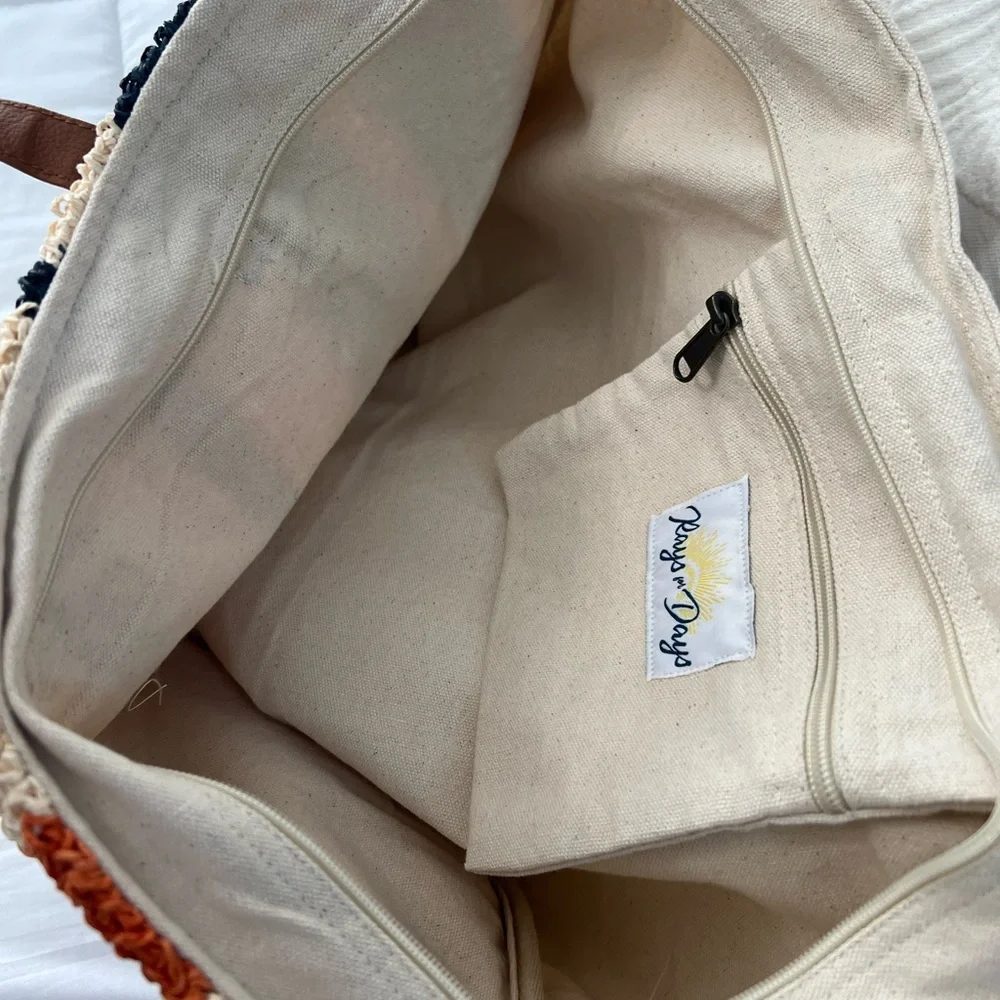 Rays For Days Beachly Woven Raffia Cotton The Weekender Tote Bag New without tag - Picture 2 of 3